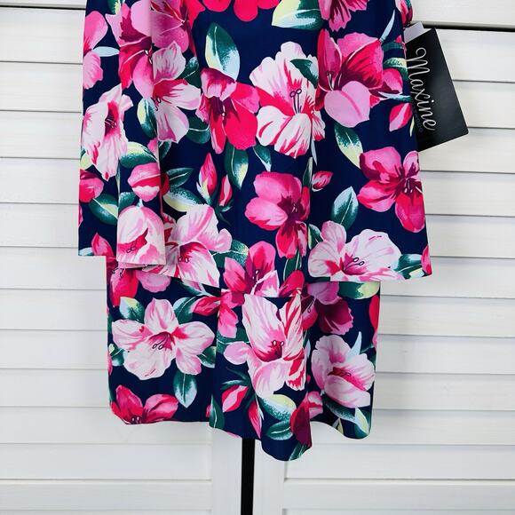 New Maxine of Hollywood Floral High Neck Double Ruffle Tankini Swim Top Size 16W - Picture 4 of 12